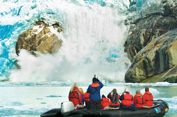 Ice avalanche at Tracy Arm-Fords Terror Wilderness, Alaska.