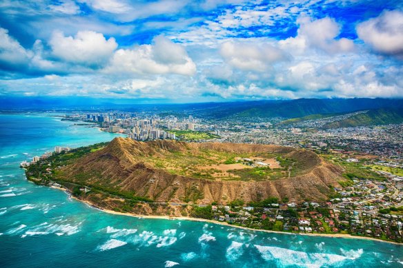 Diamond Head, the spectacular volcanic crater near Waikiki Beach.