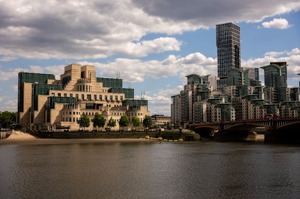 The headquarters of the UK’s Secret Intelligence Service, known as MI6, left, on the River Thames in London. Henning worked closely with the agency during his time at the BND.