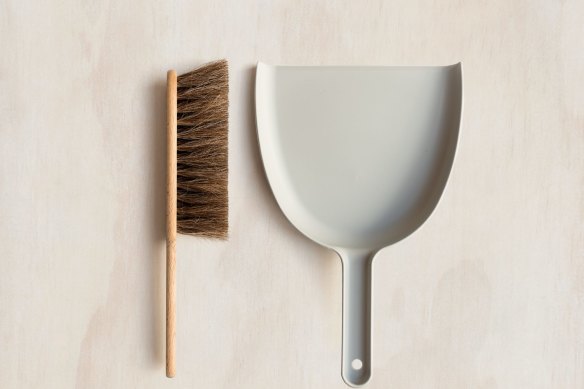 I already had a dustpan but it was a short-handled one, which meant I had to crawl around on the floor to sweep up fur, and it was wearing holes in the knees of my pants, and also wearing holes in the knees of my knees.