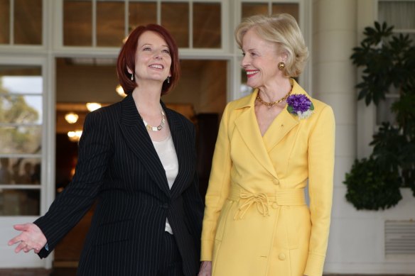 Australia's first (and so far only) female Prime Minister, Julia Gillard, with Australia's first (and so far only) female Governor-General, Quentin Bryce. 