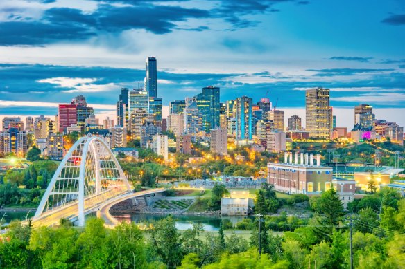 The skyline of downtown Edmonton, Alberta’s capital.