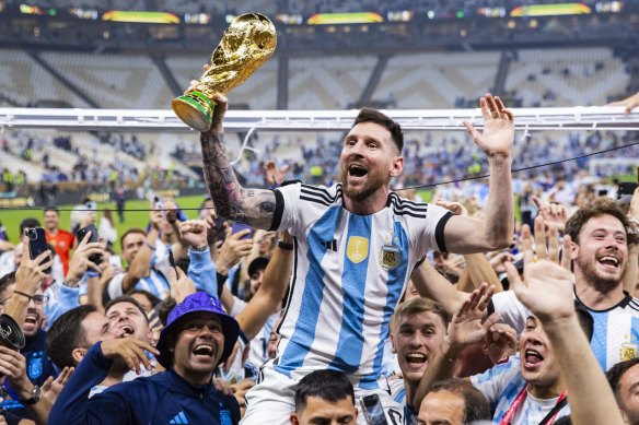 Lionel Messi after winning the World Cup in Qatar in December.