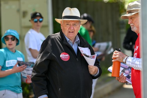 Labor MP John Kennedy at this Hawthorn polling booth on Saturday.