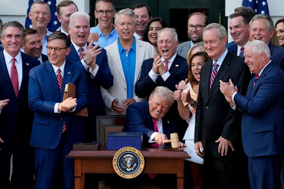 US President Donald Trump during a signing ceremony for the One Big Beautiful Bill Act at the White House.