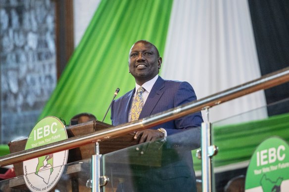 William Ruto, newly elected president of Kenya, addresses the nation in Nairobi.