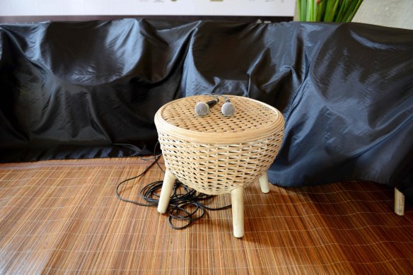 Panellists' chairs were shrouded in black in protest at censorship during the 2015 Ubud Writers and Readers Festival.