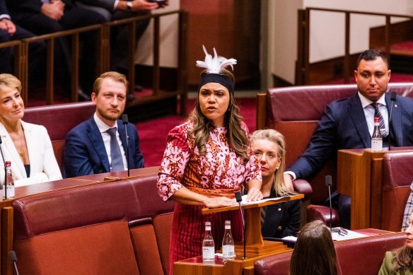 Jacinta Price delivers her maiden speech in 2022.