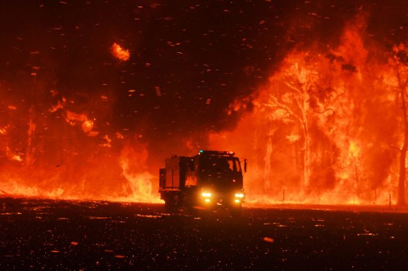 Embers fly at Orangeville on December 5.