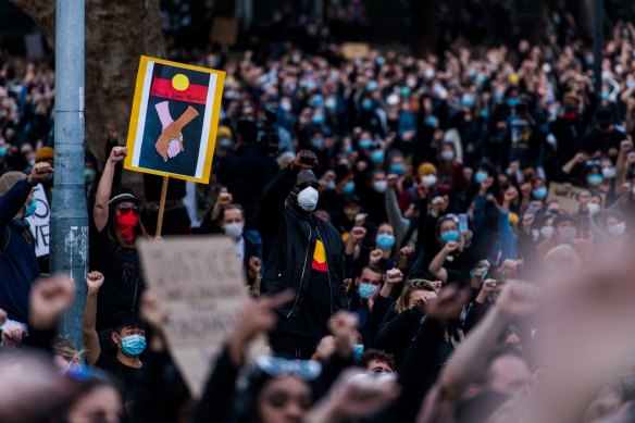 The Black Lives Matter protest in Sydney on Saturday.