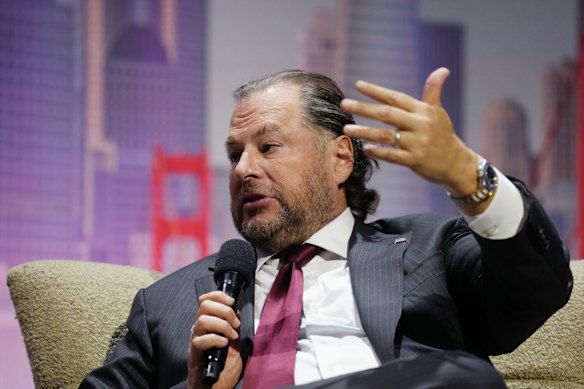 Marc Benioff, chief executive officer of Salesforce Inc., during the 2026 Dreamforce conference in San Francisco, California, US, on Tuesday, Sept. 15, 2026. Anthropic PBC Chief Executive Officer Dario Amodei and Salesforce Inc. CEO Marc Benioff said companies have just begun taking advantage of artificial intelligence tools and need more help to gain the greatest benefits for their businesses. Photographer: David Paul Morris/Bloomberg