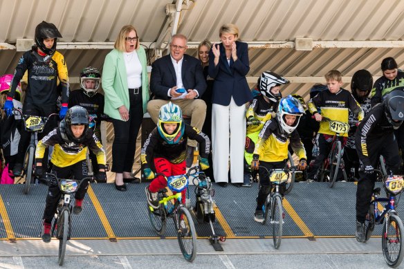 Scott Morrison on a visit to the West Australian seat of Pearce, where the government is promising $1.6 million towards a BMX track.