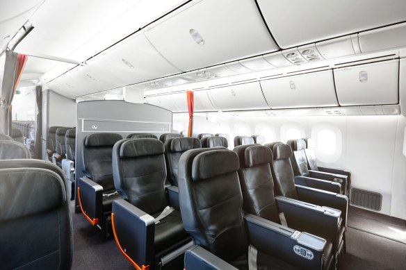 Jetstar’s business class cabin on a Boeing 787 Dreamliner.