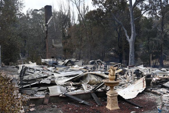A burnt-out house in Sarsfield, East Gippsland.