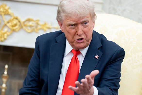 US President Donald Trump in the Oval Office on Thursday.