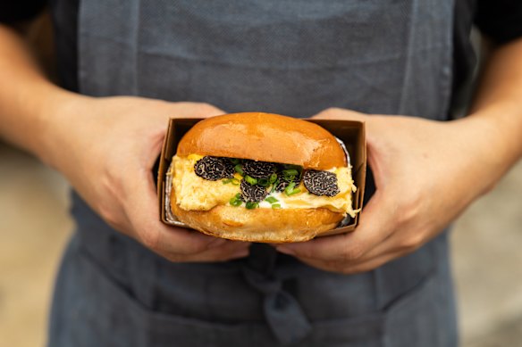 Truffle Brioche Burger by Eggspot - available at Fremantle Markets’ Truffle Extravaganza.