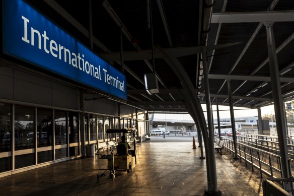 An empty arrival terminal at Sydney Airport.