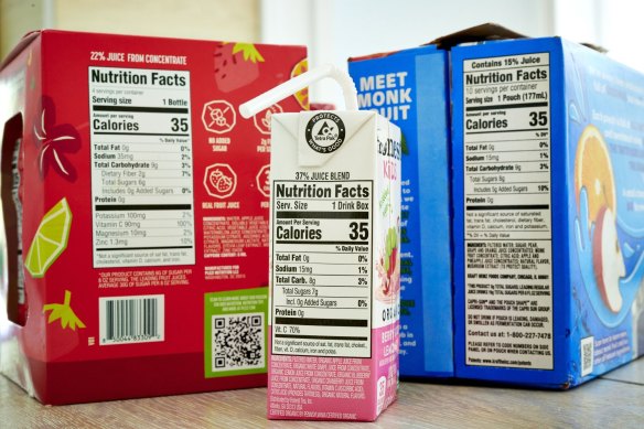 The original nutritional labels used a title case, bold typeface. 