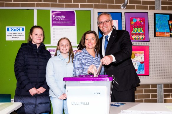 By the end of the campaign, Scott Morrison, voting on Saturday with his family, won when the question was about who was a stronger leader.