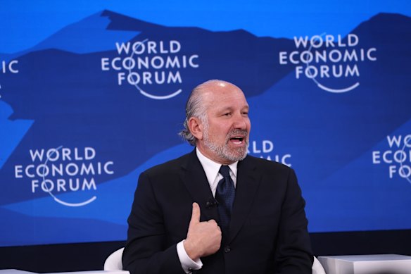 O secretário de Comércio dos EUA, Howard Lutnick, em Davos na terça-feira.