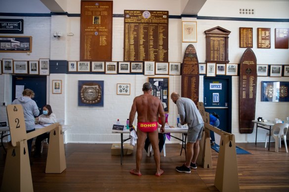 A voting booth at Bondi Beach, in the seat of Wentworth.
