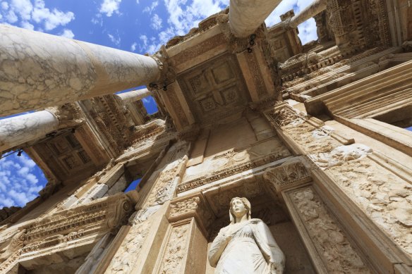 The Library of Celsus in the ancient city of Ephesus. 