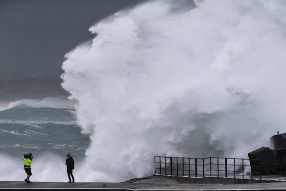 Waves crash over the Wollongong breakwall in November 2015. Similar weather might well be on the way for the NSW coast later this week. 