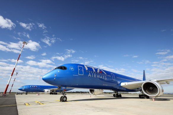 ITA Airways’ Airbus aircraft on the tarmac.