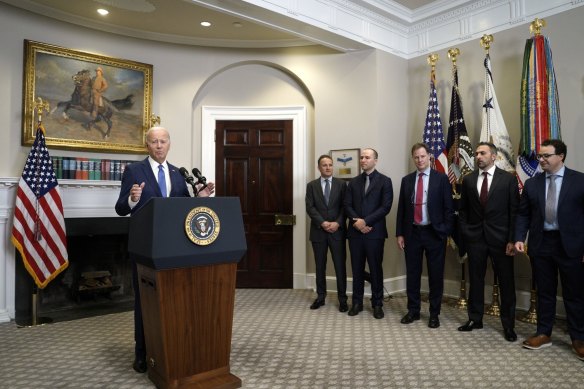 Joe Biden met with leaders from major artificial intelligence firms at the White House on Friday.