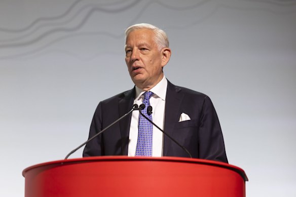 Dominic Barton, chairman of Rio Tinto Group, at the company’s annual meeting in Perth.