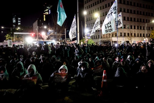 Protesters call for South Korean President Yoon Suk Yeol’s impeachment.