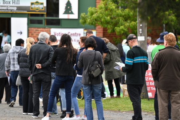 Voting in the seat of Burwood at the 2018 election.