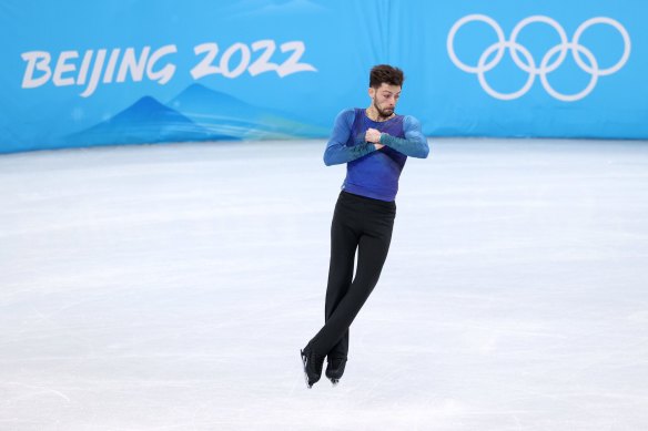 Brendan Kerry skates during the Beijing 2022 Winter Olympic Games at Capital Indoor Stadium. 