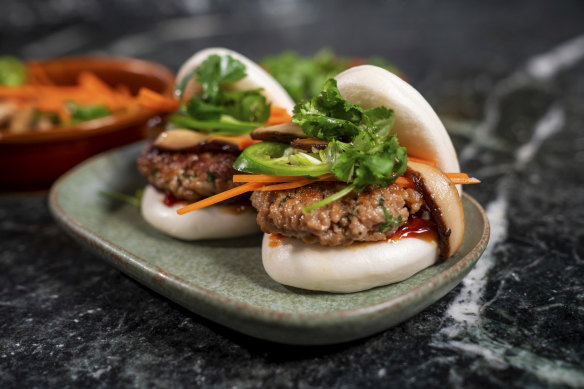 Impossible Pork bao at CES. The faux meat contains protein from soy, fat from sunflowers and coconuts, plus amino acids, vitamins, sugar and the iron-containing heme compound that produces meaty flavours.