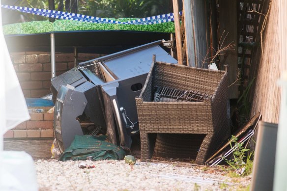 Some of the items fell more than two metres as the balcony collapsed.