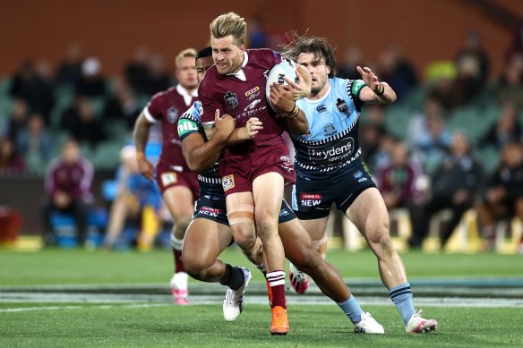 Cameron Munster of the Maroons in game one of the 2020 State of Origin series at the Adelaide Oval.
