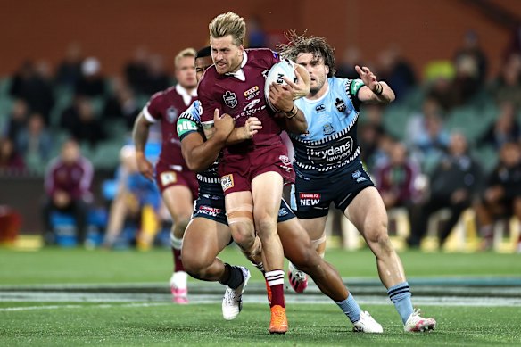 Cameron Munster of the Maroons in game one of the 2020 State of Origin series at the Adelaide Oval.