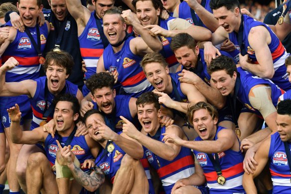 Mission accomplished: The Western Bulldogs, 2016 premiers.