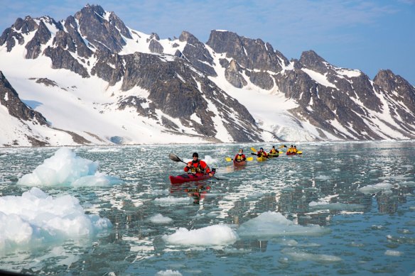 Kayaking in Spitsbergen.