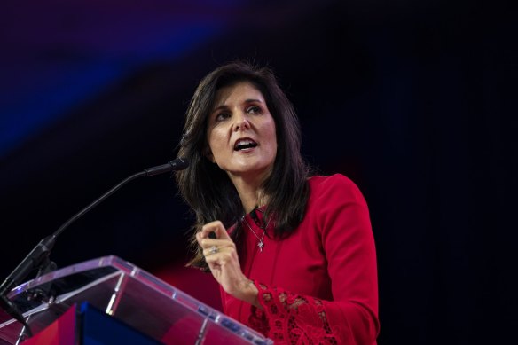 Nikki Haley, former ambassador to the United Nations, speaks to CPAC attendees.