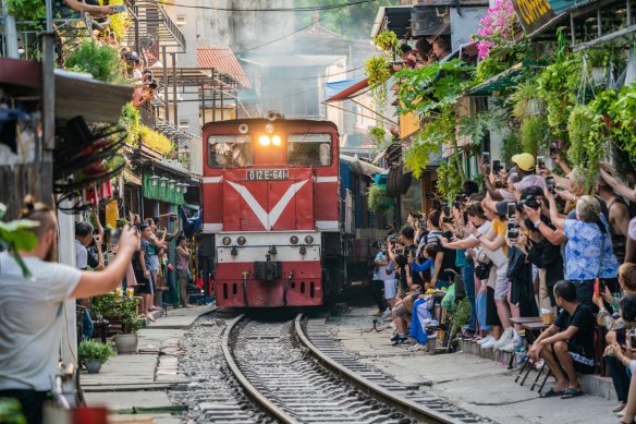 Hanoi Train Street, as it’s known to tourists, in the Old Quarter.