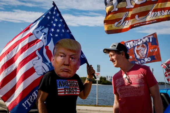 Supporters of former US president Donald Trump outside his home Mar-a-Lago in Palm Beach, Florida, on Tuesday.