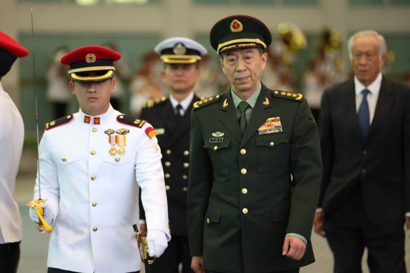 Li Shangfu, China’s defence minister, in Singapore on Thursday. 