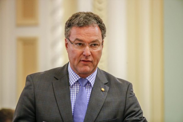 John-Paul Langbroek speaking during question time at Queensland Parliament on February 23, 2016.