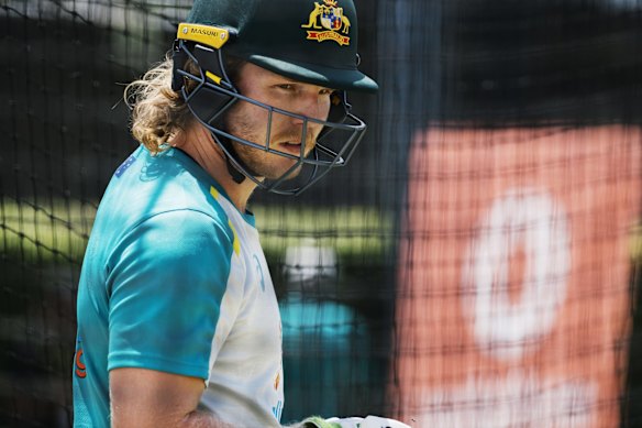 Will Pucovski in the SCG nets just prior to his only Test match appearance to date, in January 2021.