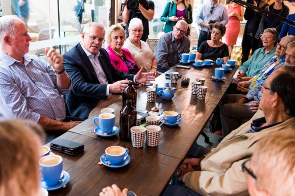 From Sydney, for the frontier: Prime Minister Scott Morrison with Nationals MP Michelle Landry at the Rockhampton Museum of Art in the seat of Capricornia. 