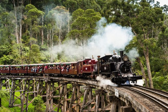 The Puffing Billy steam train in the Dandenong Ranges, one of the cheapest areas for price per square metre of property.