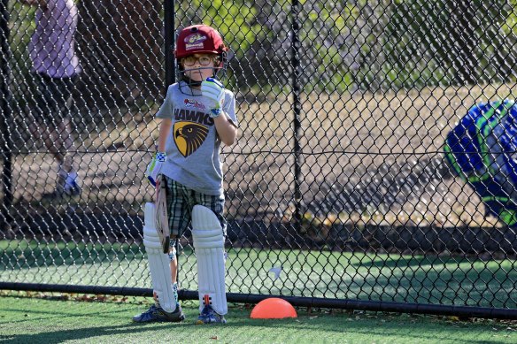 Children practise at Brunswick Street Oval.