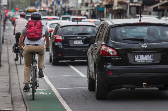 The closure of the Upfield bike path would push even more cyclists onto Sydney Road (pictured). 
