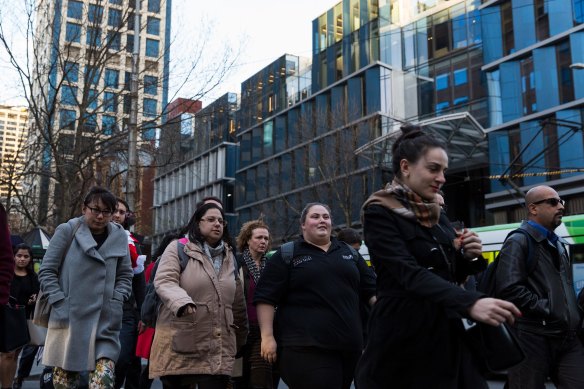 Longing for crush hour on the footpaths of Collins Street in Melbourne.